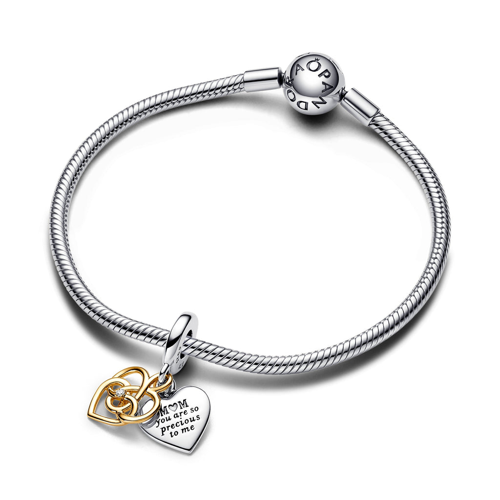 Lab-grown Diamond Engravable Mom Double Dangle Charm