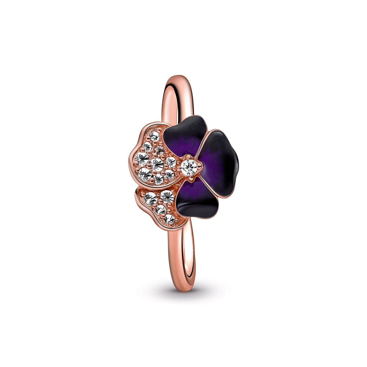 Deep Purple Pansy Flower Ring
