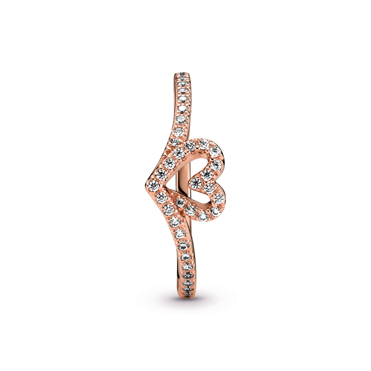 Sparkling Wishbone Heart Ring