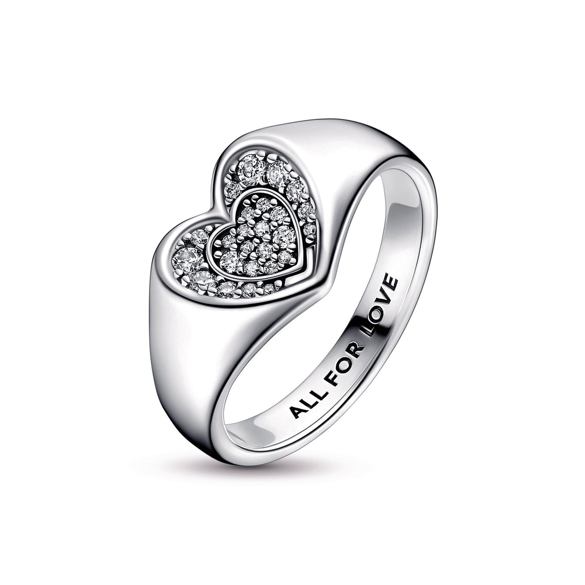 Radiant Heart Pavé Signet Ring
