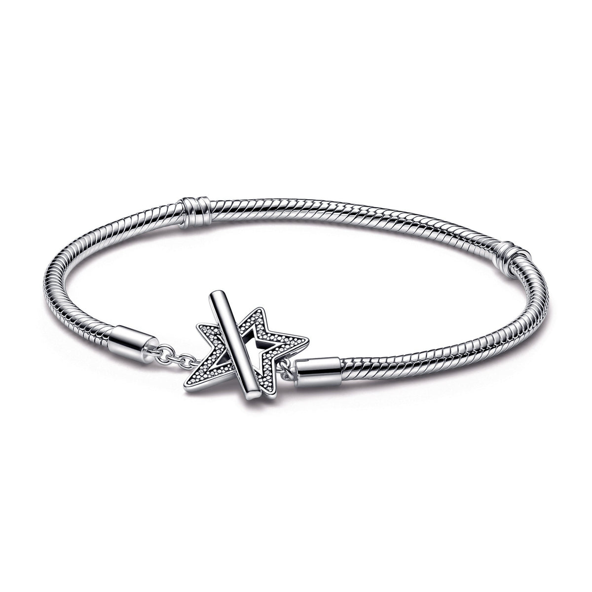 Pandora Moments Asymmetric Star T-bar Snake Chain Bracelet