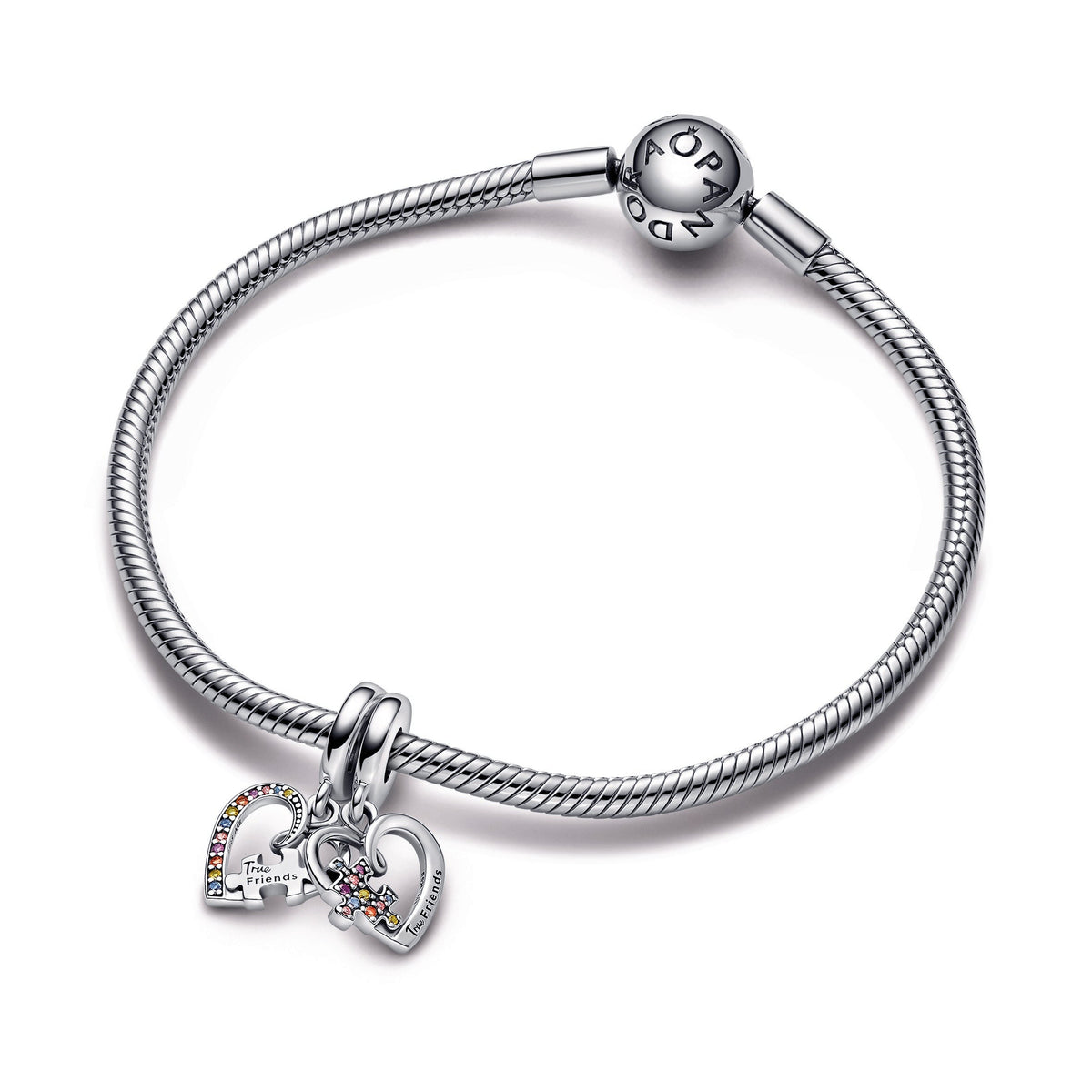 Puzzle Piece Hearts Splittable Friendship Dangle Charm