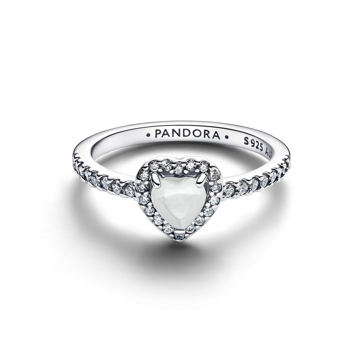 Elevated White Heart Ring