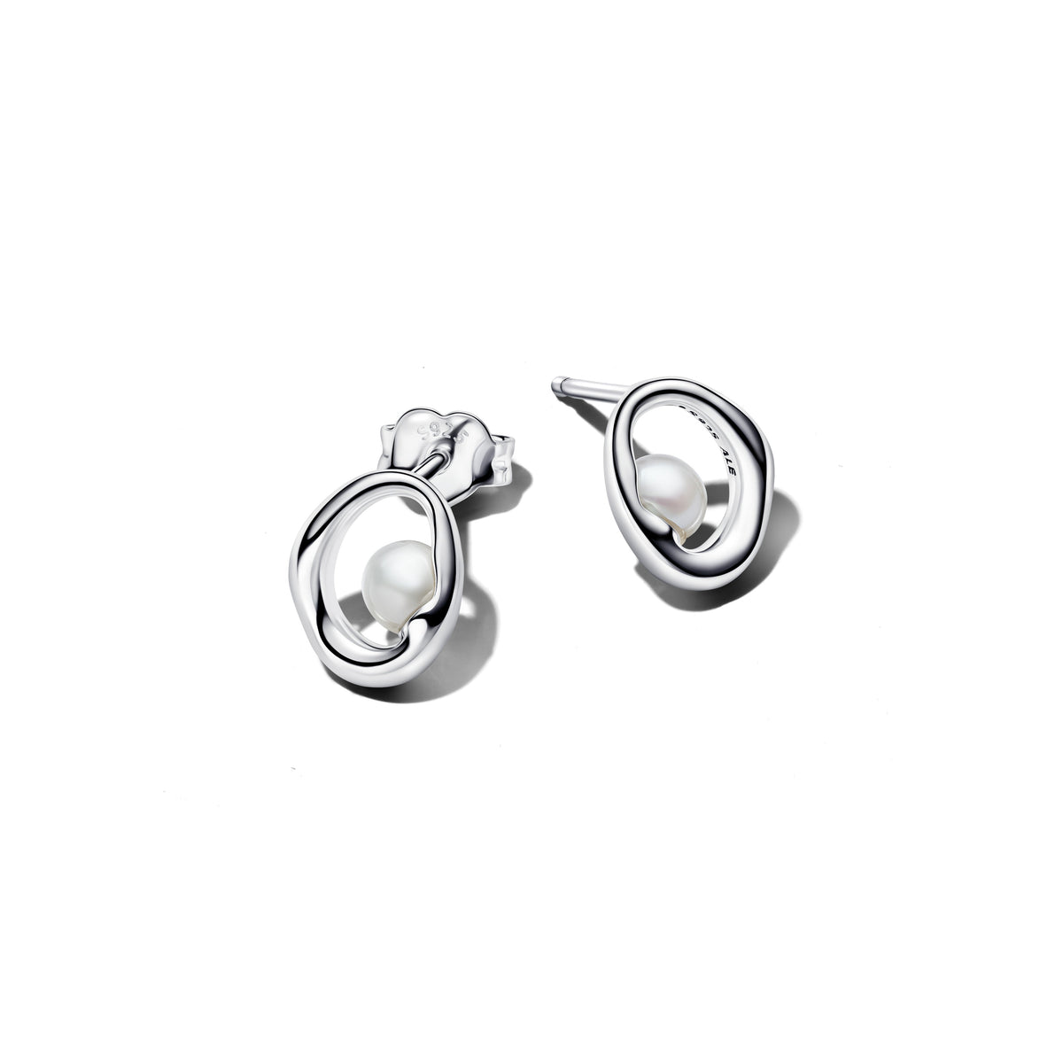 Organically Shaped Oval & Treated Freshwater Cultured Pearl Stud Earrings