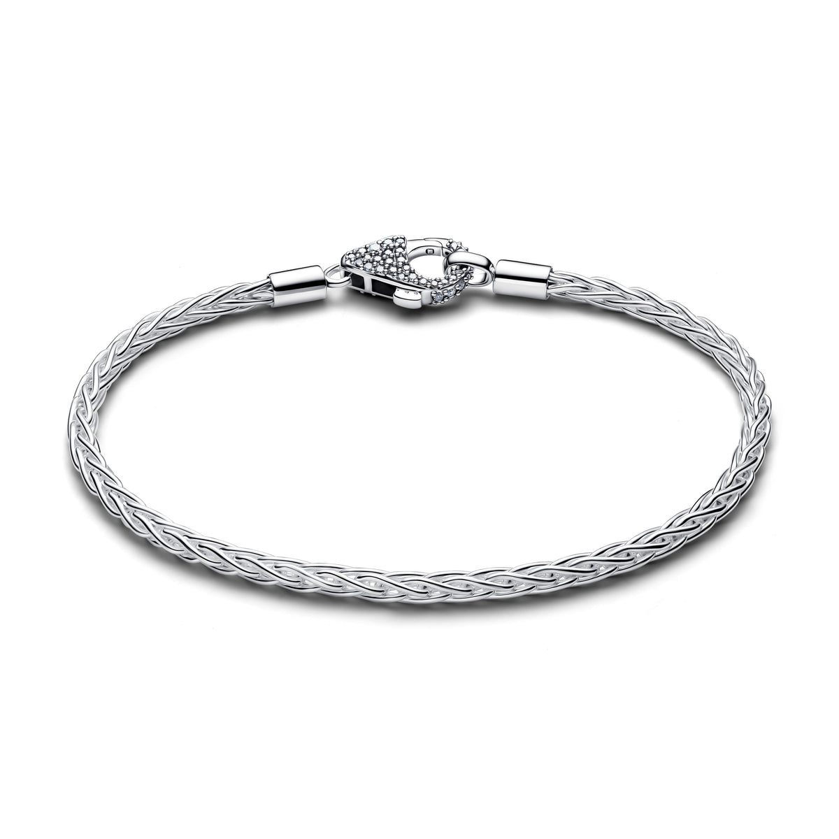 Pavé Clasp Foxtail Chain Charm Bracelet