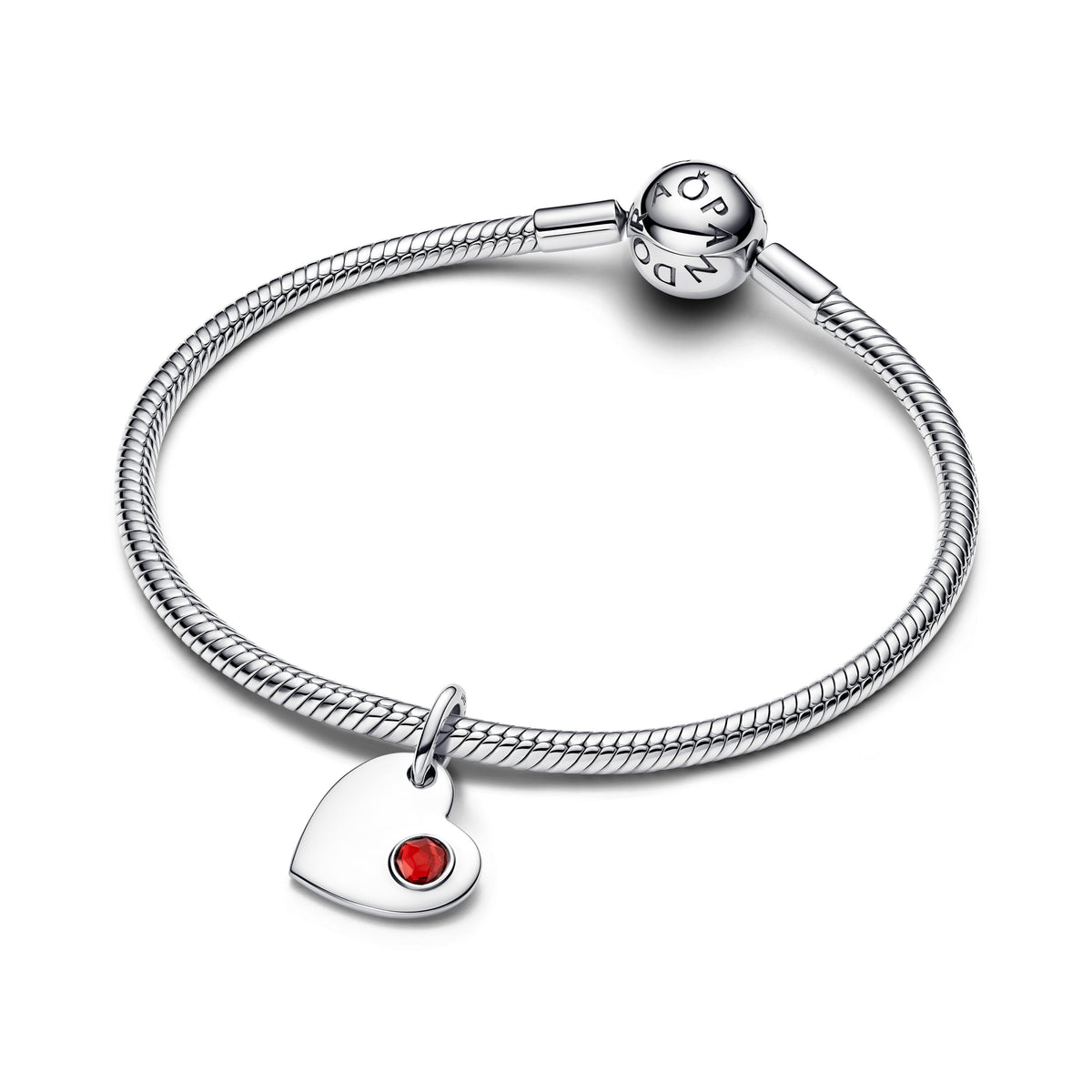 Engravable Heart Red Stone Dangle Charm